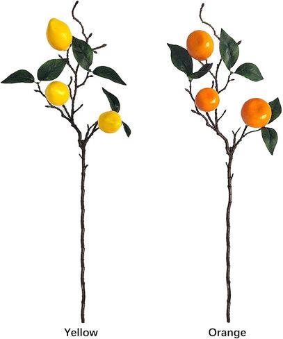 Wnvivi 10Pcs 19.7 Inch Artificial Tangerine Lemon Branches,Fake Orange Branch,Lifelike Fake Lemon Stems Faux Fruit Plants for Home Decor DIY Bouquet Cake Decoration(A2) in Saudi Arabia