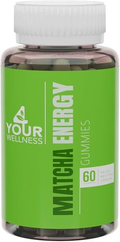 Matcha Organic Green Tea Energy Gummies, Vitamin B12, Vitamin B3, and Antioxidant CoQ10 for Natural Energy Boost, Vegan, Gluten-Free, Non-GMO and Kosher (60 Count (Pack of 1), Matcha) in Saudi Arabia