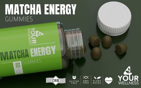 Matcha Organic Green Tea Energy Gummies, Vitamin B12, Vitamin B3, and Antioxidant CoQ10 for Natural Energy Boost, Vegan, Gluten-Free, Non-GMO and Kosher (60 Count (Pack of 1), Matcha) in Saudi Arabia