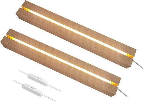 قاعدة عرض مستطيلة LED بلون دافئ، قاعدة عرض مستطيلة مقاس 11.8 بوصة، قاعدة خشبية مضاءة من الكريستال للأكريليك والكريستال والضوء الليلي وفن الراتنج الزجاجي - قطعتان in Kuwait