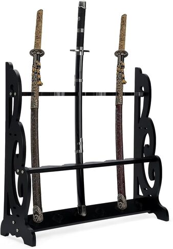 lukar Vertical Sword Stand Floor, 6 Tier Katana Holder Stand, Wooden Sword Rack Floor Standing, Large Sword Display Stand, Japanese Samurai Sword Holder in Saudi Arabia