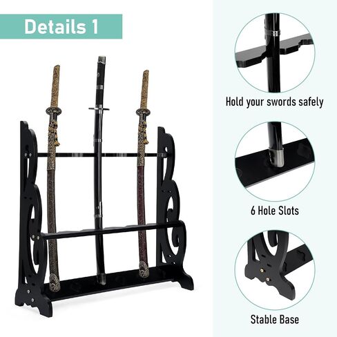 lukar Vertical Sword Stand Floor, 6 Tier Katana Holder Stand, Wooden Sword Rack Floor Standing, Large Sword Display Stand, Japanese Samurai Sword Holder in Saudi Arabia