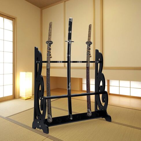 lukar Vertical Sword Stand Floor, 6 Tier Katana Holder Stand, Wooden Sword Rack Floor Standing, Large Sword Display Stand, Japanese Samurai Sword Holder in Saudi Arabia