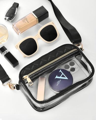 حقيبة شفافة من HULISEN لمناسبات الاستاد، محافظ سوداء شفافة للنساء في الاستاد، حقيبة الحفلات الموسيقية ليوم اللعبة، حدث رياضي in Kuwait