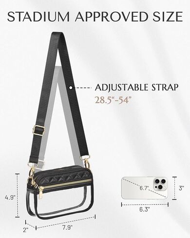 حقيبة شفافة من HULISEN لمناسبات الاستاد، محافظ سوداء شفافة للنساء في الاستاد، حقيبة الحفلات الموسيقية ليوم اللعبة، حدث رياضي in Kuwait