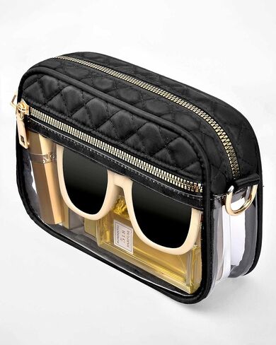 حقيبة شفافة من HULISEN لمناسبات الاستاد، محافظ سوداء شفافة للنساء في الاستاد، حقيبة الحفلات الموسيقية ليوم اللعبة، حدث رياضي in Kuwait