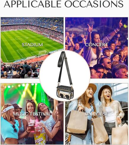 حقيبة شفافة من HULISEN لمناسبات الاستاد، محافظ سوداء شفافة للنساء في الاستاد، حقيبة الحفلات الموسيقية ليوم اللعبة، حدث رياضي in Kuwait