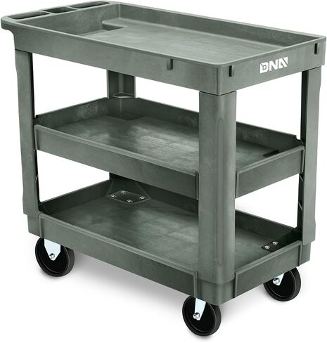 DNA MOTORING 3-Shelf Rolling Utility Cart, 34x17x30.7 Inches, 3 Tier Small Tray Top Service Carts with Wheels & Storage Handle for Warehouse Garage Hotel School, TOOLS-00572 in Saudi Arabia