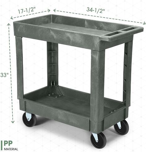 DNA MOTORING 3-Shelf Rolling Utility Cart, 34x17x30.7 Inches, 3 Tier Small Tray Top Service Carts with Wheels & Storage Handle for Warehouse Garage Hotel School, TOOLS-00572 in Saudi Arabia