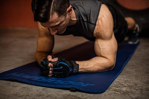 Harbinger Ribbed Durafoam Exercise Mat 5/8-Inch, Blue in Saudi Arabia