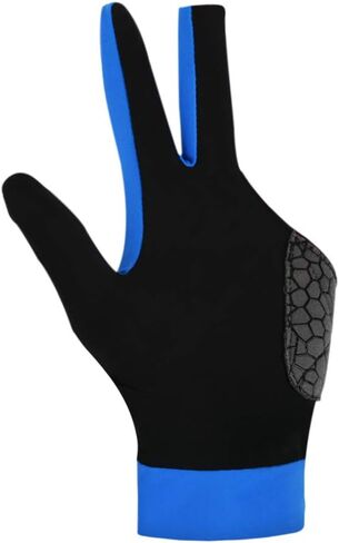 Billiard Glove with Pad for Left Bridge Hand 1 Piece, 3 Fingers Elastic Lycra Stretchable Pool Cue Snooker Glove (Blue - L) in Saudi Arabia