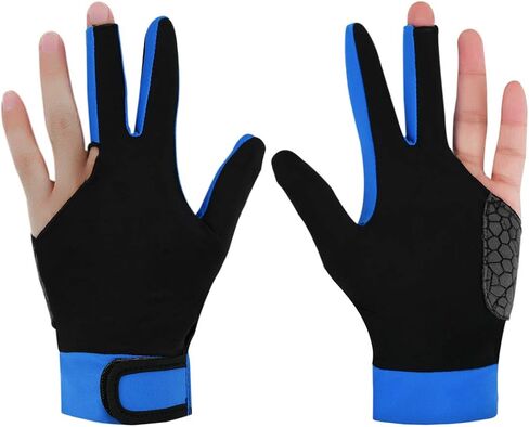 Billiard Glove with Pad for Left Bridge Hand 1 Piece, 3 Fingers Elastic Lycra Stretchable Pool Cue Snooker Glove (Blue - L) in Saudi Arabia