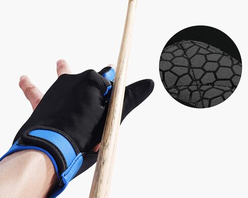 Billiard Glove with Pad for Left Bridge Hand 1 Piece, 3 Fingers Elastic Lycra Stretchable Pool Cue Snooker Glove (Blue - L) in Saudi Arabia
