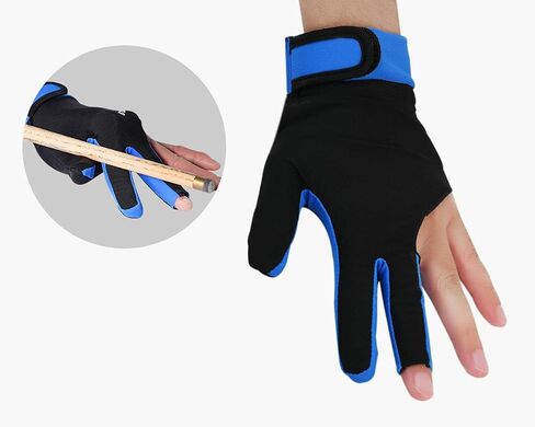 Billiard Glove with Pad for Left Bridge Hand 1 Piece, 3 Fingers Elastic Lycra Stretchable Pool Cue Snooker Glove (Blue - L) in Saudi Arabia