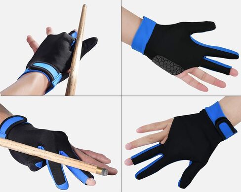 Billiard Glove with Pad for Left Bridge Hand 1 Piece, 3 Fingers Elastic Lycra Stretchable Pool Cue Snooker Glove (Blue - L) in Saudi Arabia