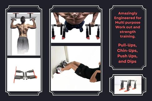 HealthKNOCKS Portable PULL UP BAR | NO SCREW doorway crossgrip Pull Up Bar | Adjustable Door Frame Pull Up Bar Handles for work from home fitness | 250lbs capacity in Saudi Arabia