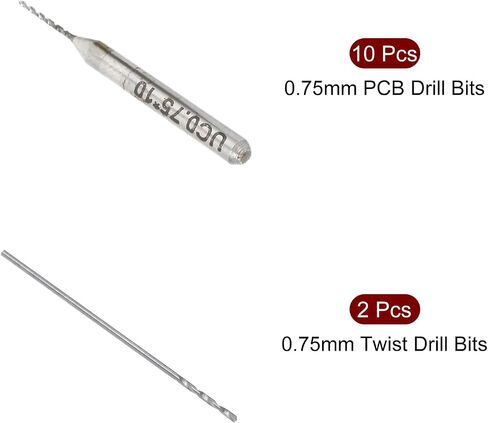 مجموعة لقم الثقب من الكربيد من uxcell، 0.75 مم لوحة دوائر كهربائية مايكرو PCB لقم الثقب 10 قطع، 0.75 مم أداة حفر لقم الثقب الملتوية قطعتان in Saudi Arabia