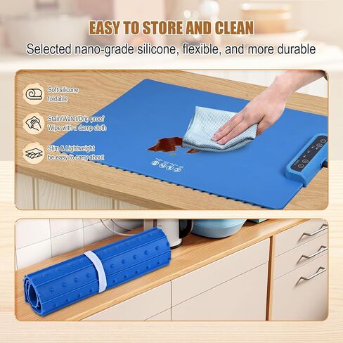 Electric Warming Tray 2024 New，Portable Silicone Food Warmer Heater Mat，Travel Roll Up Fast Heating Pad，Foldable Keep Plates Fast Warm for Buffets Party，Large Surface Area with Adjustable Temperature in Saudi Arabia