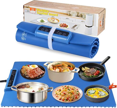 Electric Warming Tray 2024 New，Portable Silicone Food Warmer Heater Mat，Travel Roll Up Fast Heating Pad，Foldable Keep Plates Fast Warm for Buffets Party，Large Surface Area with Adjustable Temperature in Saudi Arabia