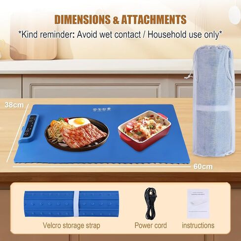 Electric Warming Tray 2024 New，Portable Silicone Food Warmer Heater Mat，Travel Roll Up Fast Heating Pad，Foldable Keep Plates Fast Warm for Buffets Party，Large Surface Area with Adjustable Temperature in Saudi Arabia
