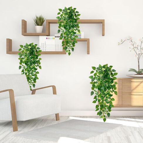 Sggvecsy Fake Hanging Plants 2 Pcs Artificial Hanging Plants Fake Ivy Vine Faux Pothos Vines Artificial Ivy Leaves Greenery Plant for Room Patio Home Indoor Outdoor Shelf Wall Garden Decor(No Baskets) in Saudi Arabia