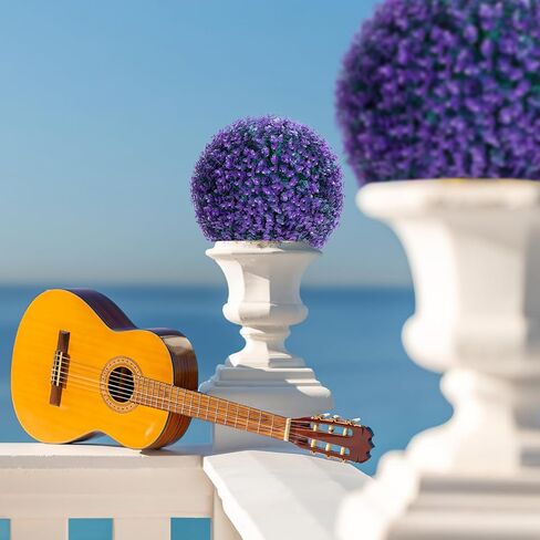 danf 2 حزمة كرات خشب البقس 16 بوصة، نبات اصطناعي توبياري الكرة 8 طبقات أوراق، فو جولة نباتات خشب البقس للفناء الفناء الخلفي حديقة حفل زفاف الديكور (الأرجواني) in Kuwait