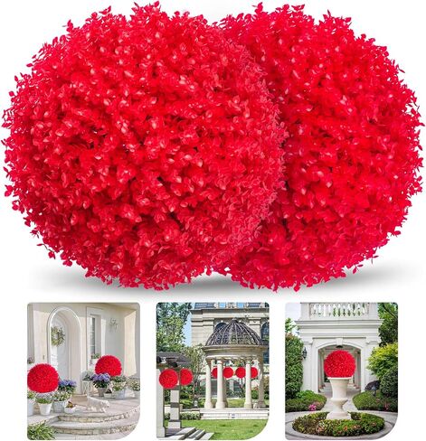 DANF 2 Pack Boxwood Balls 16 Inch, Artificial Plant Topiary Ball 8 Layers Leaves, Faux Round Boxwood Plants for Patio Backyard Garden Wedding Party Decor (Purple) in Saudi Arabia