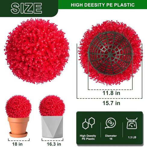 DANF 2 Pack Boxwood Balls 16 Inch, Artificial Plant Topiary Ball 8 Layers Leaves, Faux Round Boxwood Plants for Patio Backyard Garden Wedding Party Decor (Purple) in Saudi Arabia