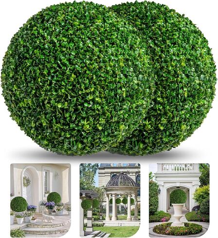 DANF 2 Pack Boxwood Balls 16 Inch, Artificial Plant Topiary Ball 8 Layers Leaves, Faux Round Boxwood Plants for Patio Backyard Garden Wedding Party Decor (Purple) in Saudi Arabia