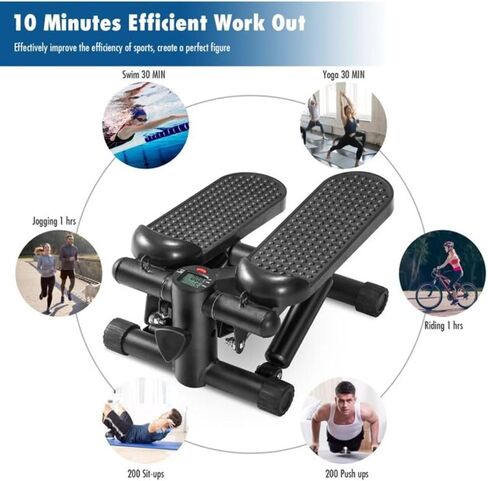 Exercise at Home with Mini Stair Stepper: 250 lb Capacity, Workout Machine with Bull Rope + Set of Resistance Band as Gift, black in Saudi Arabia