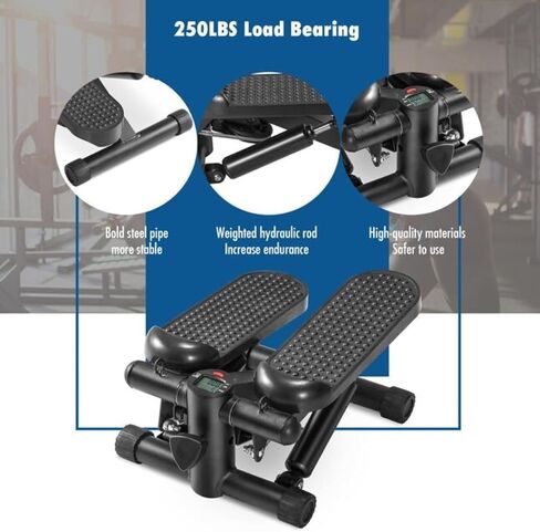 Exercise at Home with Mini Stair Stepper: 250 lb Capacity, Workout Machine with Bull Rope + Set of Resistance Band as Gift, black in Saudi Arabia