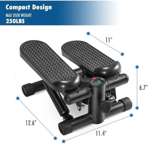 Exercise at Home with Mini Stair Stepper: 250 lb Capacity, Workout Machine with Bull Rope + Set of Resistance Band as Gift, black in Saudi Arabia