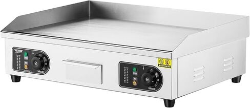 VEVOR Commercial Electric Griddle, 2800W Countertop Flat Top Grill, 26in Stainless Steel Griddle Grill with 2 Shovels and 2 Brushes for Home or Restaurant, 122℉-572 ℉ Adjustable Temp in Saudi Arabia