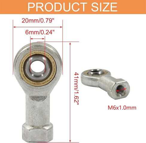 4Pcs SI8T/K Rod End Ball Bearings, 8mm Inside Dia Rod End Bearing, M8 x 1.25mm Female Thread Right Hand Self Lubricating Connector Joint in Saudi Arabia