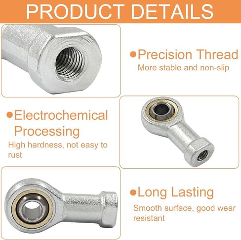 4Pcs SI8T/K Rod End Ball Bearings, 8mm Inside Dia Rod End Bearing, M8 x 1.25mm Female Thread Right Hand Self Lubricating Connector Joint in Saudi Arabia