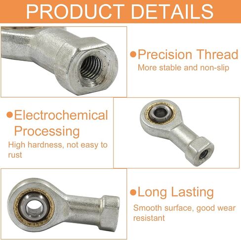 4Pcs SI8T/K Rod End Ball Bearings, 8mm Inside Dia Rod End Bearing, M8 x 1.25mm Female Thread Right Hand Self Lubricating Connector Joint in Saudi Arabia