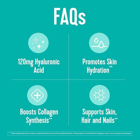 مكملات حمض الهيالورونيك من البروتينات الحيوية مع 120 ملجم من حمض الهيالورونيك و150 ميكروجرام من البيوتين و180 ملجم من فيتامين ج - 60 كبسولة in Kuwait