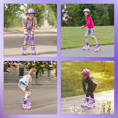 Kids Roller Skates for Boys Girls Child Toddler Beginners, 4 Sizes Adjustable Quad Skates with All Light up Wheels - Birthday Gift for Indoor Outdoor Sports in Saudi Arabia