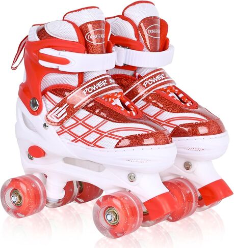 Kids Roller Skates for Boys Girls Child Toddler Beginners, 4 Sizes Adjustable Quad Skates with All Light up Wheels - Birthday Gift for Indoor Outdoor Sports in Saudi Arabia