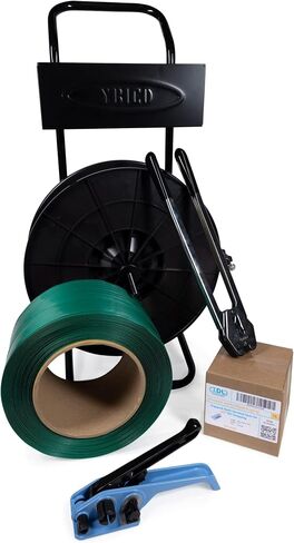 IDL Packaging Standard 1/2" x 3440' Polyester (PET) Strapping Kit with Cart, 780 lbs Break Strength - Complete Packaging Strapping Solution - Enough Strap and Seals for 500 Uses Before Refill in Saudi Arabia