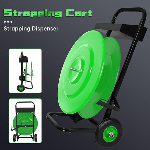 SOKO Strapping Cart, Heavy Duty Strapping Dispenser for Polypropylene (PP)/Plastic Steel/Fibre Strapping Coils with 8'' or 16'' Core Size, Portable Strapping Dispenser Banding Cart Built-in Tray in Saudi Arabia