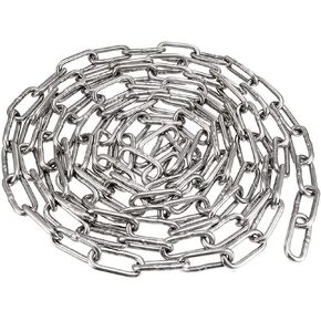 SUS304 Stainless Steel Chain Metal Chain Link Chain Small Light Duty Chain Utility Chain for Home Outdoor Camping Hanging Pet Chain Prevention Theft -Thickness 0.12 inches (3mm)- Length 9.8ft (3m)