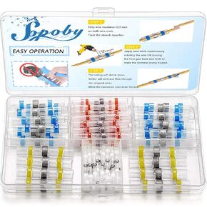 Sopoby 500PCS Solder Seal Wire Connectors, Self Soldering Heat Shrink Butt Connector Solder Sleeve Waterproof Insulated Electrical Butt Splice Wire Terminals for Marine Automotive Boat Truck