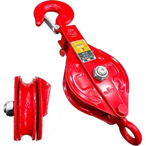 1 Ton Snatch Block with Hook, Snatch Block Pulley with Easily Removable Side Panel, for Wire Ropes within 1/2 Inch, 2200 lbs Winch Pulley for Tow Truck Rollback Wrecker Car Hauler, Winch Accessories
