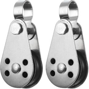 uxcell 2Pcs Marine Pulley 25mm Single Pulley Block, 316 Stainless Steel Nylon Hanging Wire Towing Wheel, Cable Rope Runner Pulley Roller