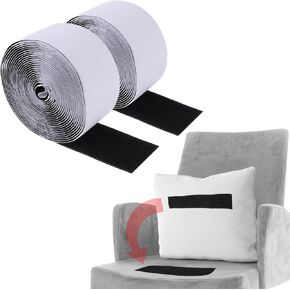2 Rolls Hook and Loop Strips with Adhesive, 4 Inch x 16.4 Feet Excellent Grip Couch Mounting Tape, Non-Slip Heavy Duty Sticky Strips, Double Sided Tapes Roll for Fixing