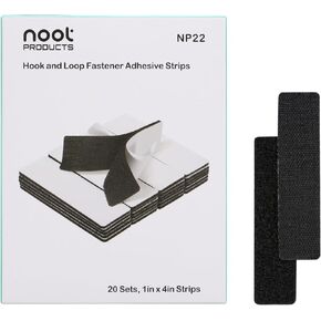 noot products 20 Sets 1x4 Inch Hook and Loop Fastener Strips with Adhesive Heavy Duty Double Sided Sticky Picture Hanging Wall Mounting Tape for Home and Office Use, Black