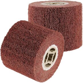 2 Pack 80 Grit 120 x 100 x 19 mm Non-Woven Wire Drawing Polishing Burnishing Wheel, Non-Woven Abrasive Flap Wire Drawing Burnishing Polishing Wheel for Burnishing Machine, Polisher, Sander