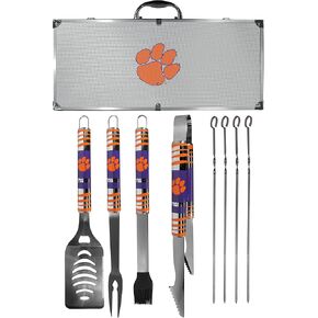 NCAA Siskiyou Sports Fan Shop Clemson Tigers Steel Tailgater BBQ Set w/Case 8 piece Gray
