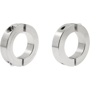 2 PCS Double Split Shaft Collar,SAFYY 304 Stainless Steel Two-Piece Clamping Collar with M3 Set Screws,3/8 Inch Bore Size